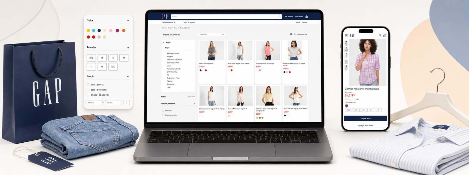 GAP responsive fashion e-commerce catalogue and product experience